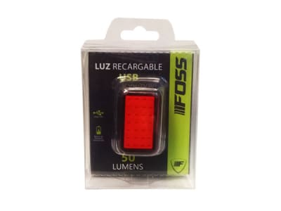 Luz Trasera FOSS , LED USB, 50 Lumens, 4 Funciones