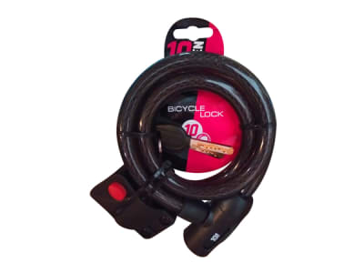 Candado 10TEN Espiral con Llave, Black, 15x1000 mm, Recubierto, con Soporte
