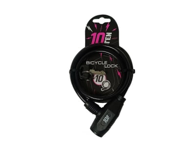 Candado 10TEN Espiral con Llave, Black, 8x1000 mm, Recubierto