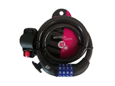 Candado 10Ten Espiral con Clave de 4 Digitos, Black, 15x1000 mm, Recubierto.
