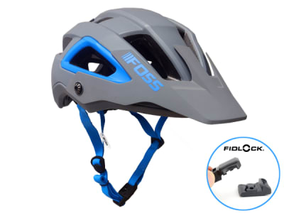 Casco FOSS Enduro F9, Gray- Cyan Inmold Broche FidLock Magnetico M/L 59-63. Alto Nivel.