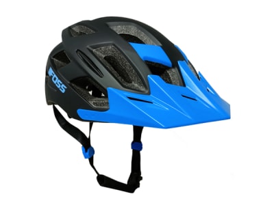 Casco FOSS F7 Enduro InMold Matt Black-Cyan, c/Luz (3 Func), M/L(58-61cm)