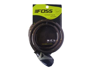 Candado FOSS Espiral con Llave, Black/Gray, 12x120mm, Recubierto