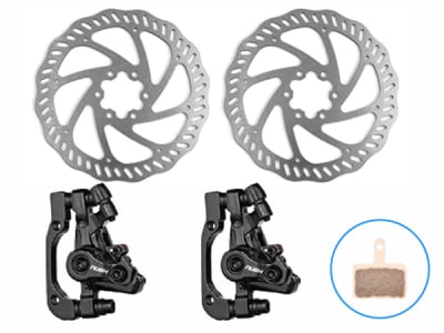 Set Caliper RUSH Mecanicos, Front/Rear, 2 Pistones, con Discos 160mm, Black