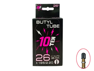Cámara 10TEN 26x1.95/2.20, Válvula de Auto 35mm METÁLICA con Argolla