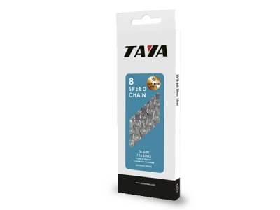 Cadena Taya TB600, 8 Velocidades Silver/Back.1/2X3/32X116L.1