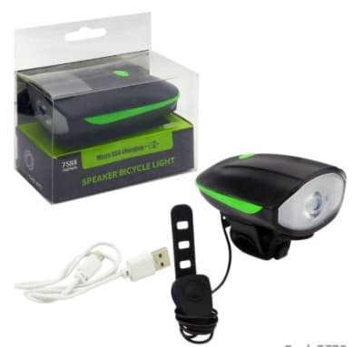 Luz De Bicicleta Delantera Con Bocina 8 Tonos, Recargable Por USB
