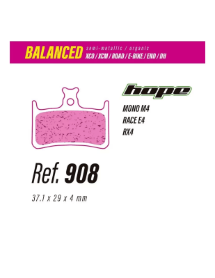 Pastillas LESS BRAKES Balanced 908 | Hope E4