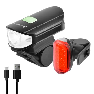 SET LUZ DELANTERA Y TRASERA KIT USB EBL-3358-3356 RECARGABLE