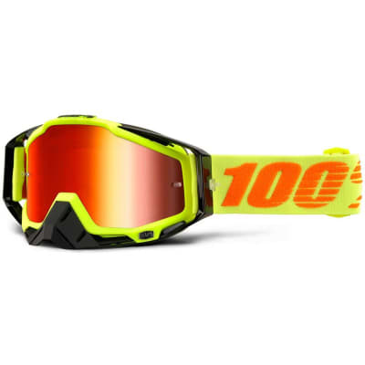 ANTIPARRA 100% RACECRAFT GOGGLE ATTACK YELLOW MIRROR RED LENS
