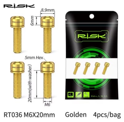 SET 4 PERNOS M6 X20MM TITANIO GOLD1