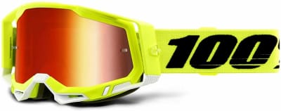 ANTIPARRA 100% RECECRAFT 2 GOGGLE FLUO YELLOW - MIRROR RED LENS