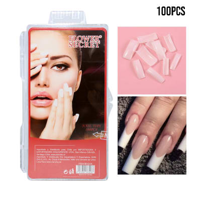 Tips extension curvo punta cuadrada (color hueso o traslucido)1