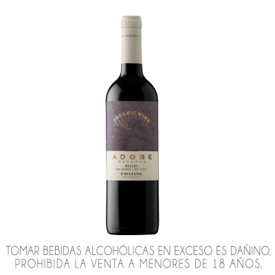 VINO TINTO ORGANICO ADOBE EMILIANA X 750ML.