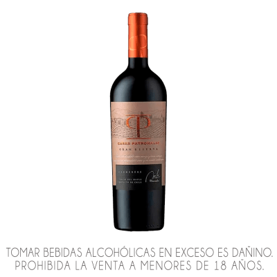 VINO CASAS PATRONALES GRAN RESERVA CARMENERE X 750ML.