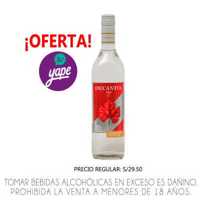PISCO DECANTO X 750ML.