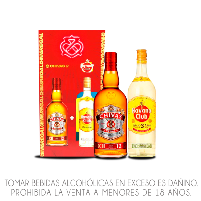 PACK WHISKY CHIVAS REGAL 12 YO X 700 ML + HAVANA CLUB 3 AÑOS