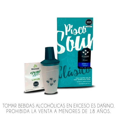 Pack Pisco CUATRO GALLOS Puro Quebranta + Mix WASSKA Limón
