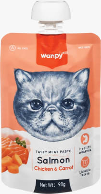 WANPY MEAT PASTE CAT SALMON CHICKEN CARROT 90GR