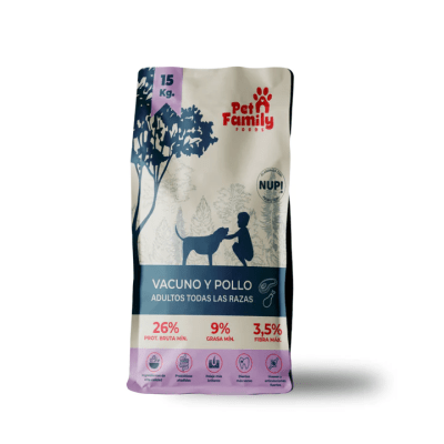 PET FAMILY VACUNO Y POLLO 15KG