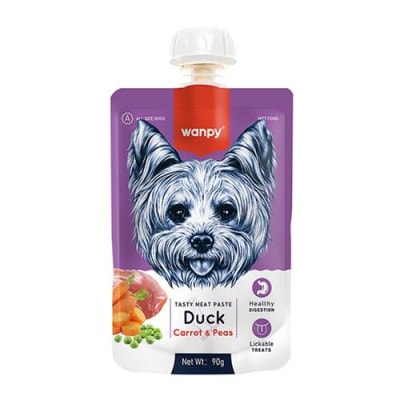 WANPY MEAT PASTE DOG DUCK CARROT PEA 90GR