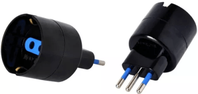 Adaptador Schuko 10A LEXO C/PROTECCION NEGRO