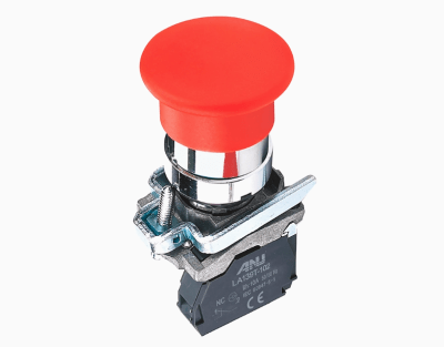 PULSADOR HONGO METALICO ROJO 40MM NC ANU