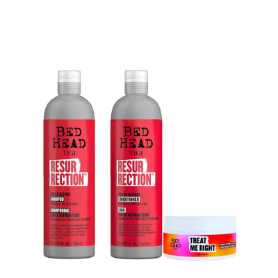 TIGI Bed Head Pack Resurrection Shampoo + Acondicionador + Mascarilla Treat Me Right 200 ml