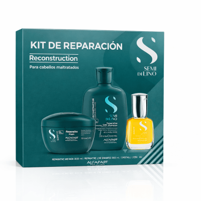 Alfaparf Milano Semi Di Lino Reparative Pack Shampoo 250 ml + Mascarilla 200 ml + Cristalli Liquidi 15 ml