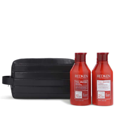 Pack Duo Redken Frizz Dismiss – Shampoo 300 ml, Acondicionador 300 ml + neceser de regalo