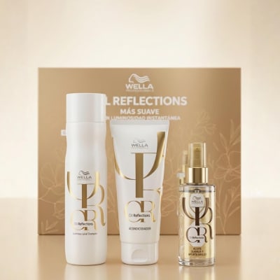 Wella Oil Reflections Pack Shampoo + Acondicionador + Aceite Brillo Cabello Opaco