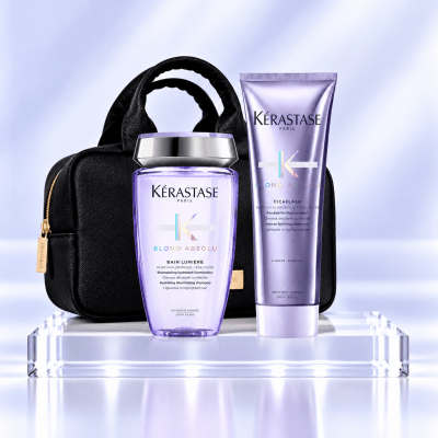 KERASTASE Blond Absolu pack para cabello rubio shampoo 250 ml + acondicionador 250 ml + bolso