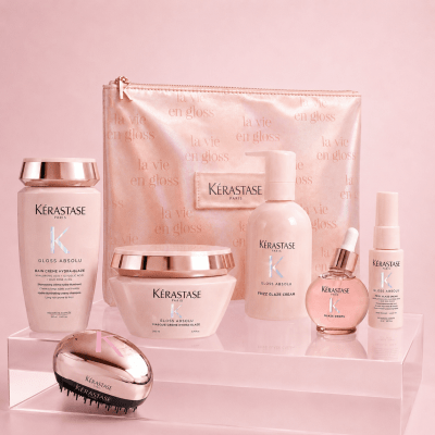 Kerastase Gloss Absolu Antifrizz Pack Shampoo 250ml + Mascarilla 200ml + Crema de Peinar 240ml + Glaze Drops + Travel + Cepillo