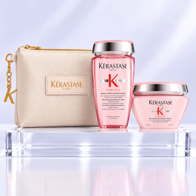Kerastase Genesis pack anticaída  cabello fino - shampoo 250 ml + mascarilla 200 ml + bolso