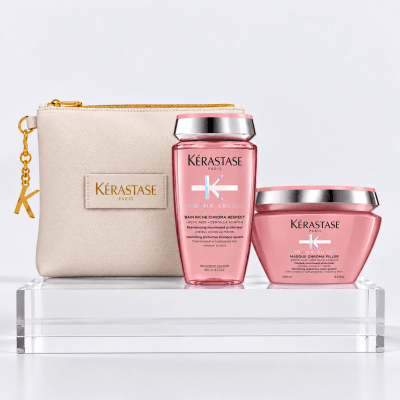 Kerastase Chroma Absolu Pack Cabello Teñido Shampoo 250 ml + Mascarilla 200 ml + Bolso