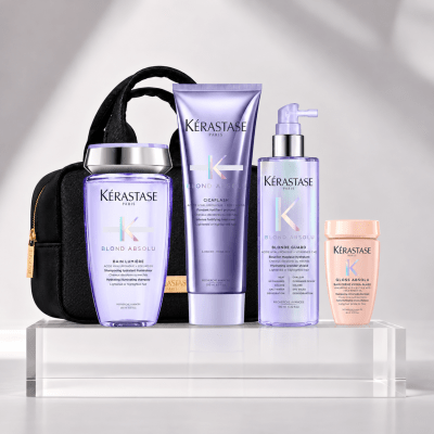 Kerastase Blond Absolu Pack Shampoo 250 ml + Cicaflash 250 ml + Blonde Guard 190 ml + Travel Size + Bolso