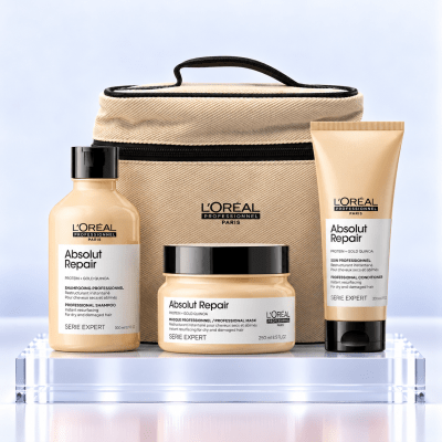 Loreal Professionnel Absolut Repair pack shampoo 300 ml + mascarilla 250 ml + conditioner 200 ml + b
