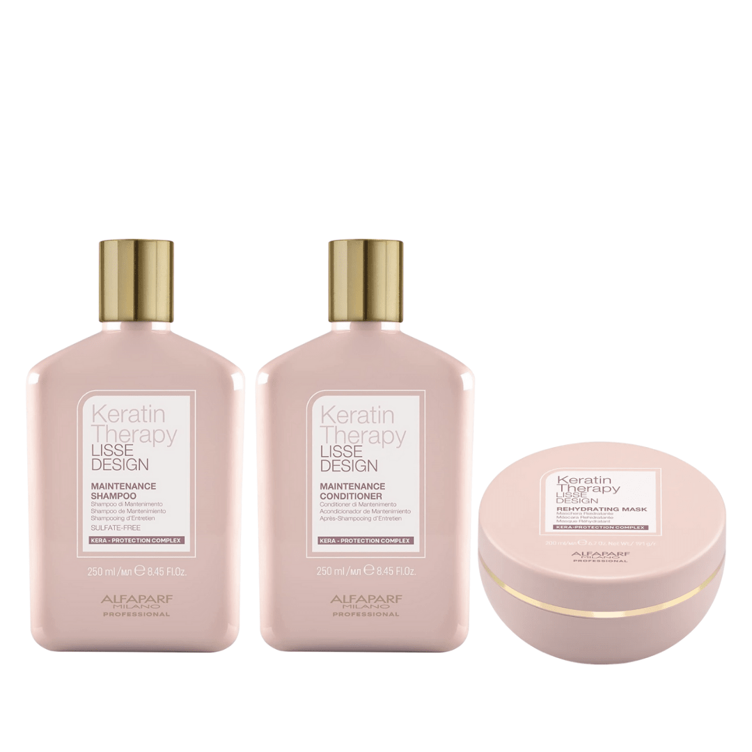 Alfaparf Milano Keratin Therapy Pack Shampoo 250 ml + Acondicionador 250 ml + Mascarilla 200 ml Mantenimiento Post Alisado1