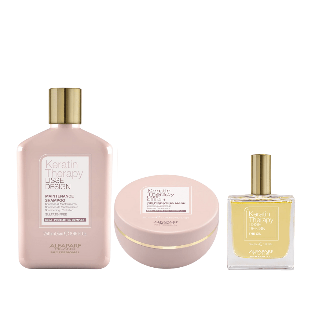 Alfaparf Milano Keratin Therapy Pack Shampoo 250 ml + Mascarilla 200 ml + The Oil Elixir 50 ml Mantenimiento Post Alisado1