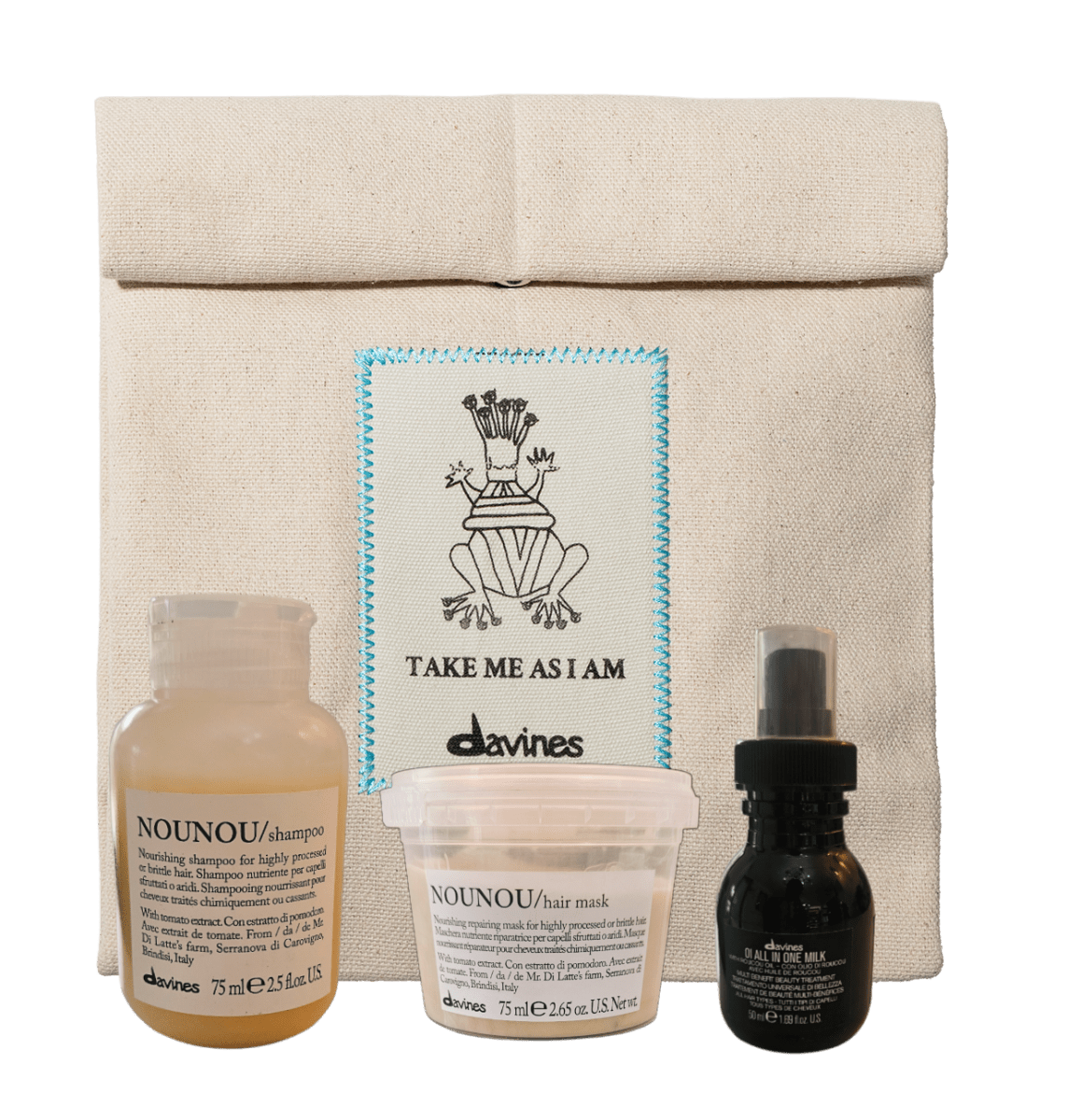 Davines Pack Travel Size Nounou Shampoo 75 ml + Mascarilla 75 ml + All In One Milk 50 ml + Neceser1