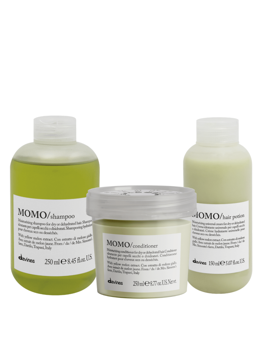 Davines Momo Pack Completo Shampoo 250 ml + Acondicionador 250 ml + Hair Potion 150 ml Cabello Seco1