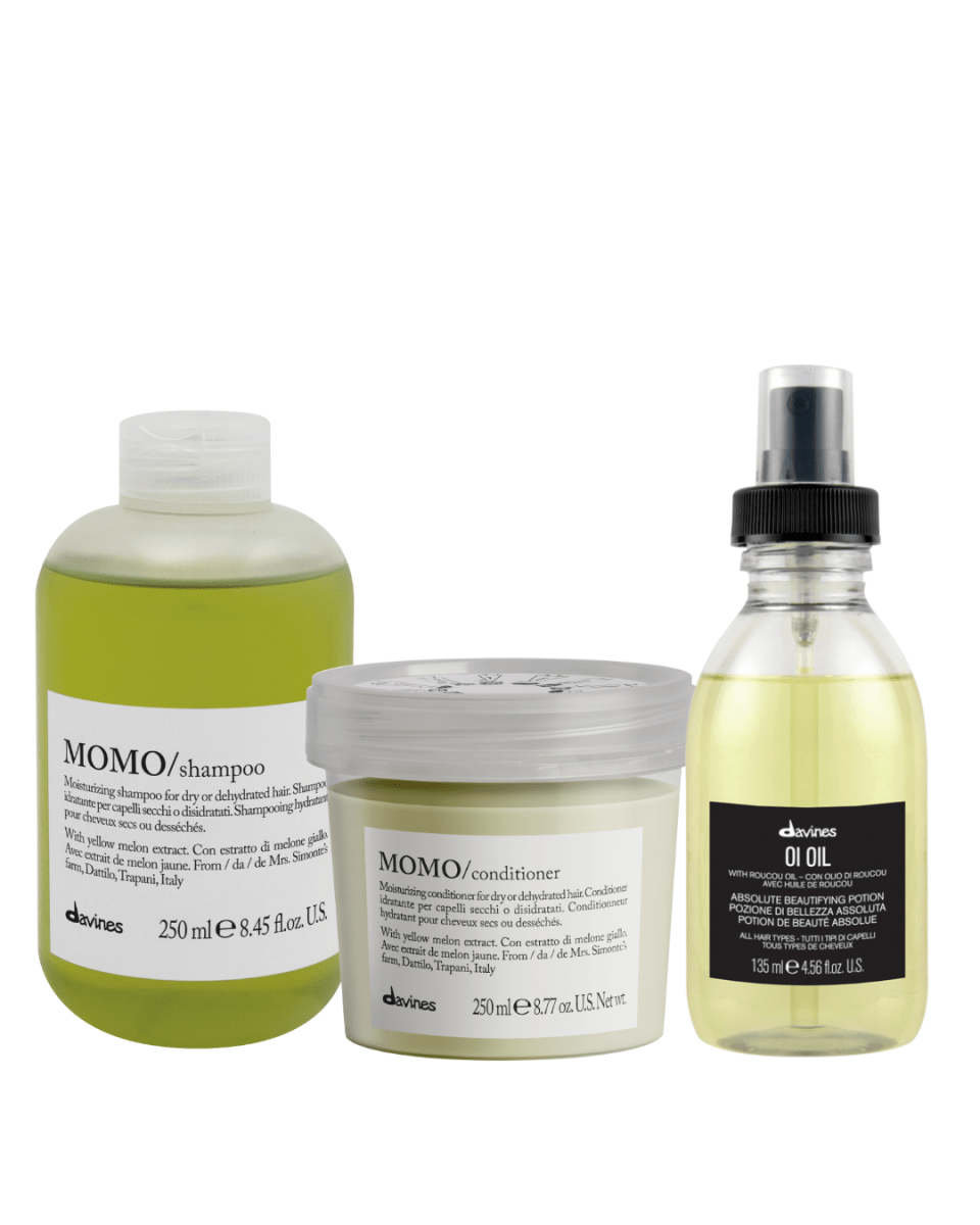 Davines Momo Pack Shampoo 250 ml + Acondicionador 250 ml + OI Oil 135 ml Cabello Seco1