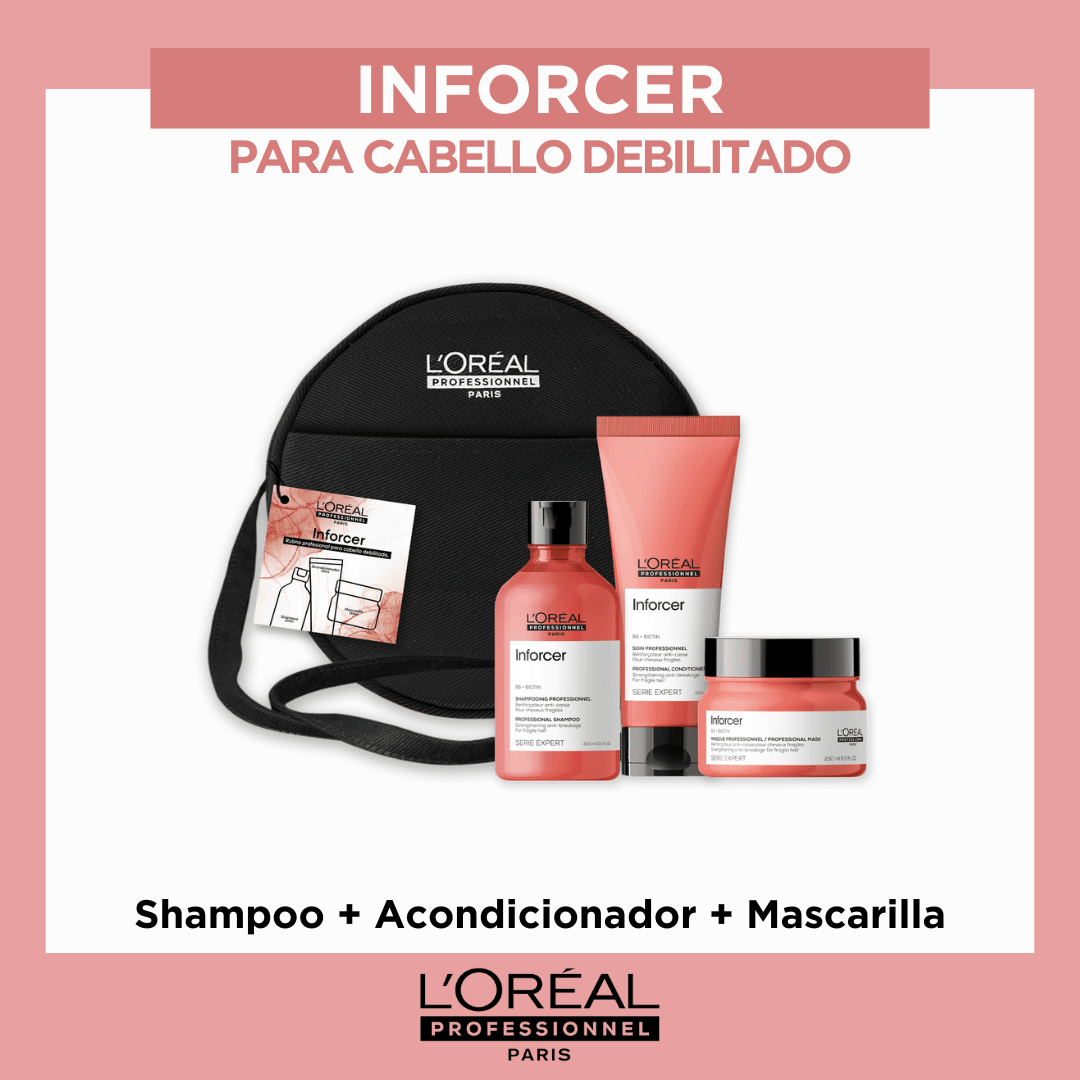 Loreal pack Inforcer Anti-Rotura Shampoo + Acondicionador + Mascarilla 250 + Crossbody1