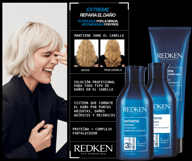 Pack Redken Extreme – Shampoo 300 ml, Acondicionador 300 ml, Mascarilla 150 ml + neceser de regalo5