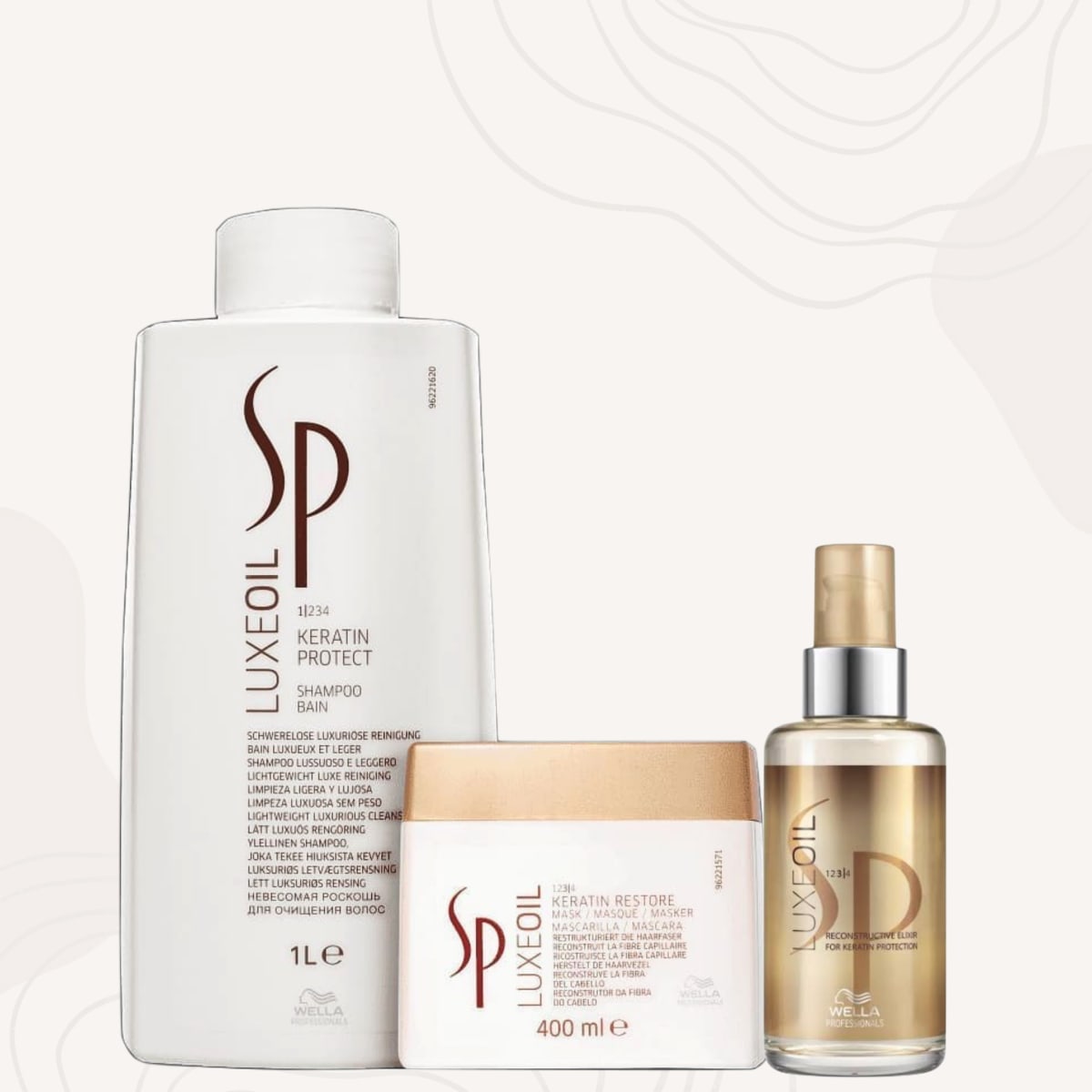 Wella Professionals SP Luxe Oil Pack XL Shampoo 1000 ml + Mascarilla 400 ml + Elixir 100 ml1