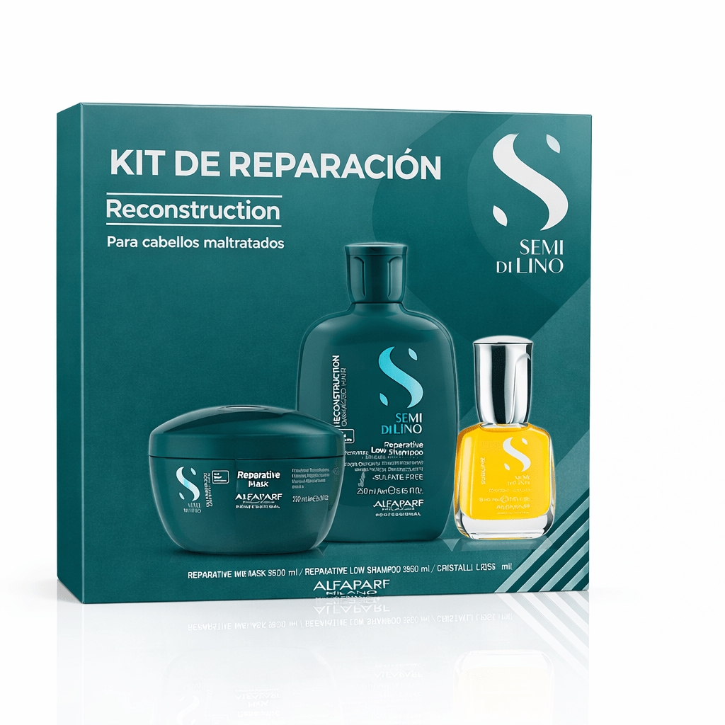 Alfaparf Milano Semi Di Lino Reparative Pack Shampoo 250 ml + Mascarilla 200 ml + Cristalli Liquidi 15 ml2