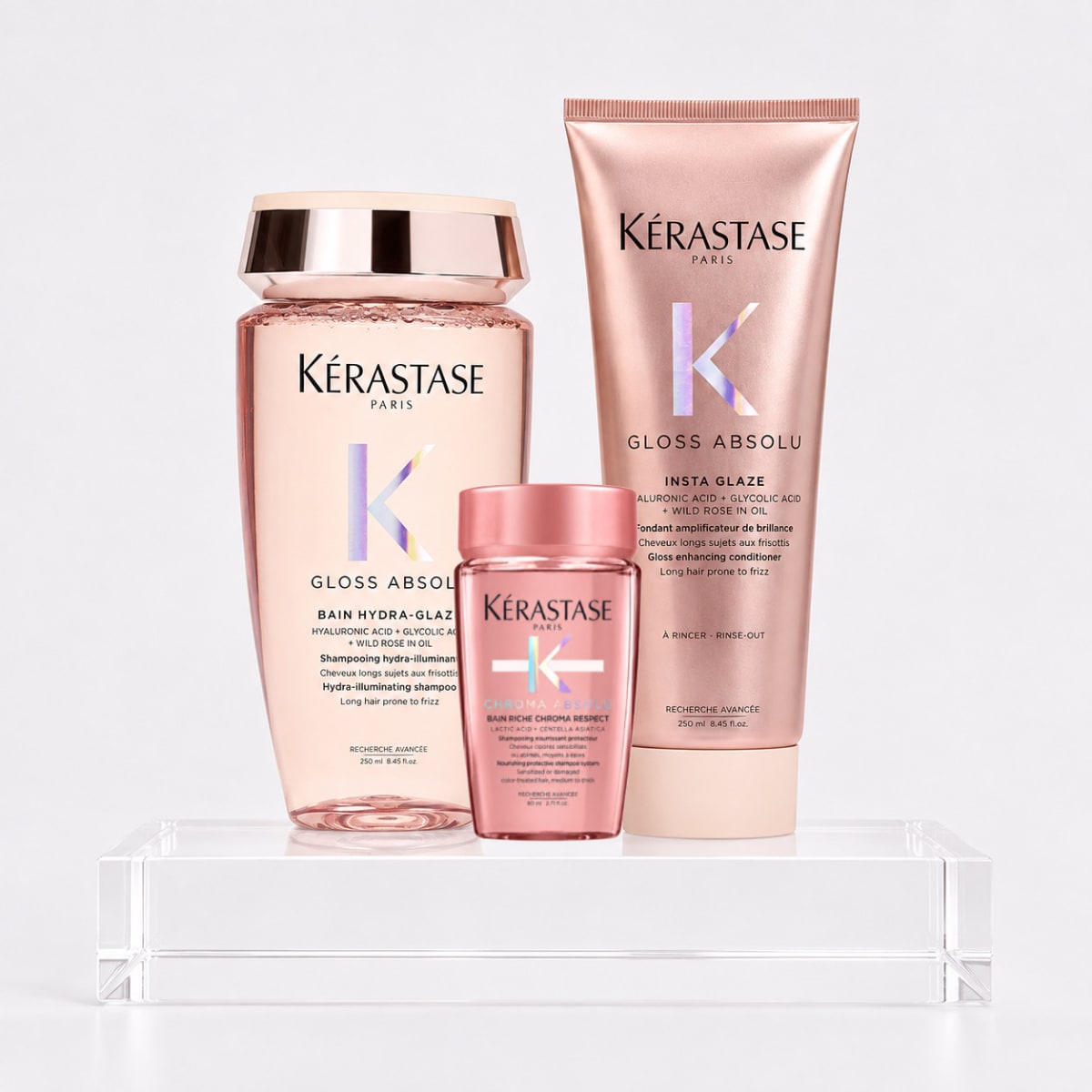 Kerastase Gloss Absolu Pack Brillo Shampoo 250 ml + Acondicionador 250 ml + Travel1