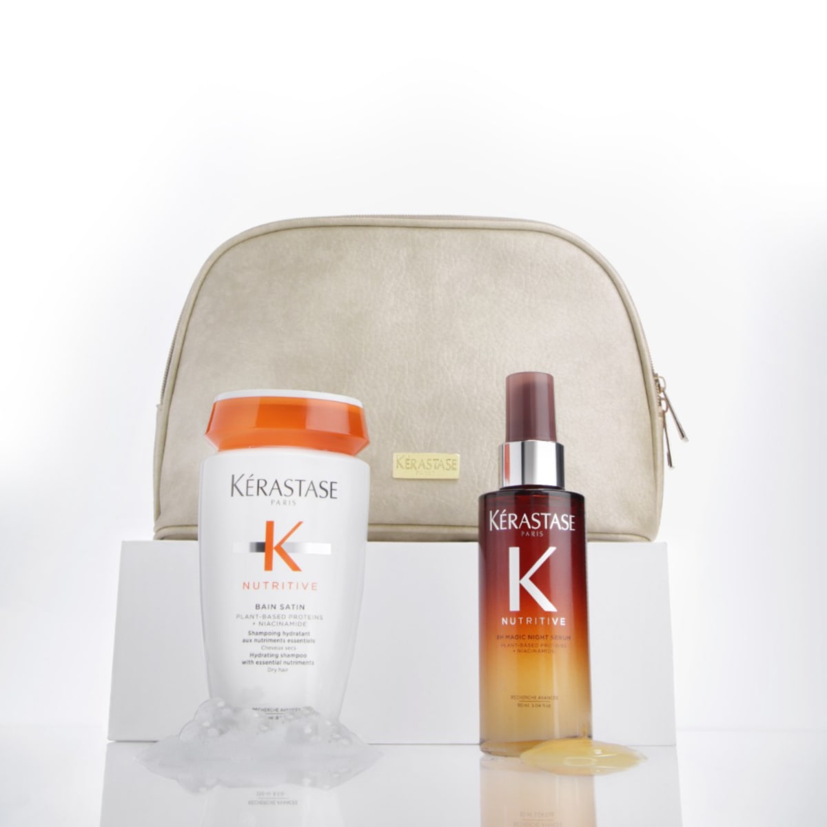 Kerastase Nutritive Pack Shampoo Bain Satin + Sérum Night Hidratación Cabello Seco 250ml + 90ml1