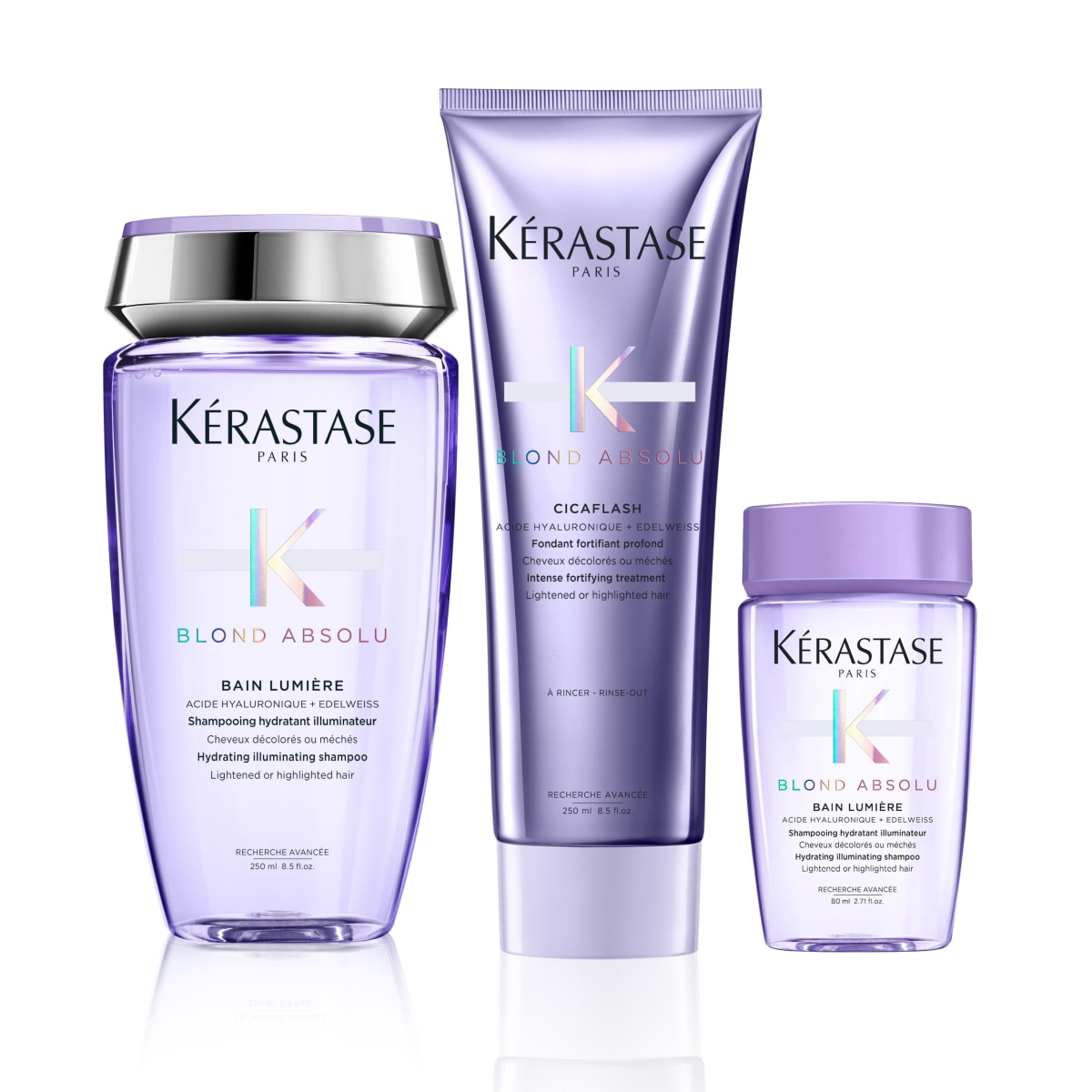 KERASTASE Blond Absolu pack para cabello rubio shampoo 250 ml + acondicionador 250 ml + mini talla1