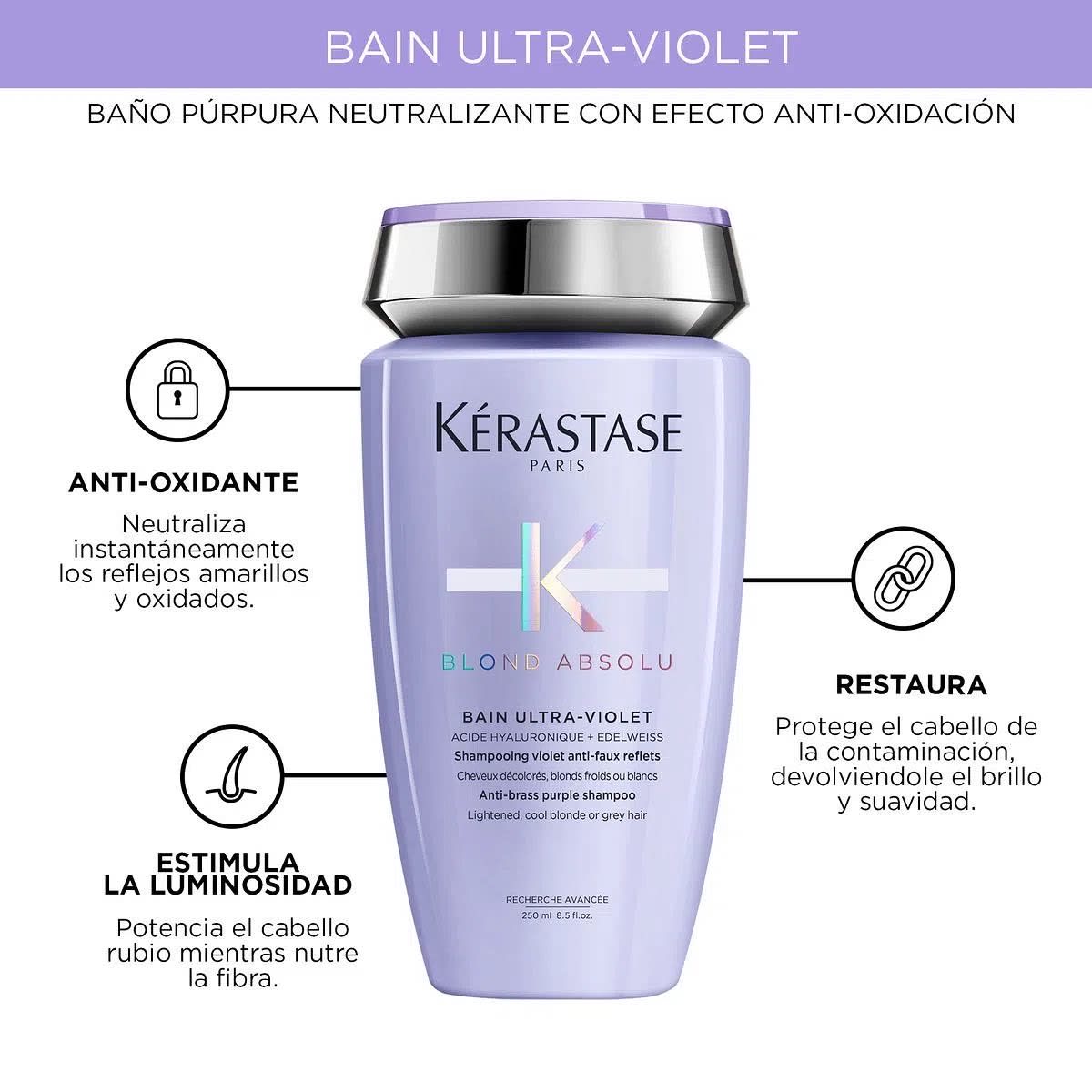 Shampoo Kérastase Blond Absolu Ultra Violet cabello para rubio con mechas 250ml2